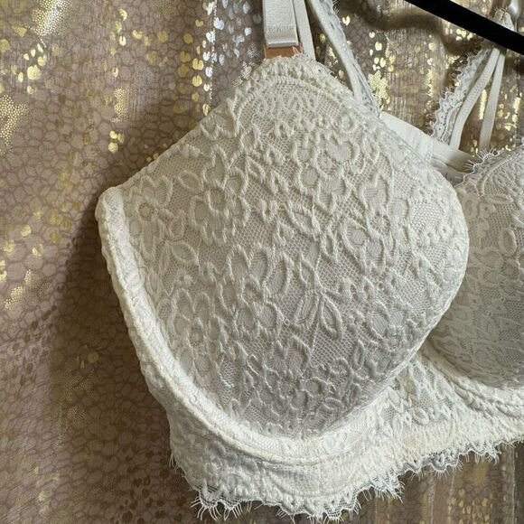 Aerie Real Good White Lace Lightly Lined Balconette Bra 36DD NWT - Picture 4 of 7